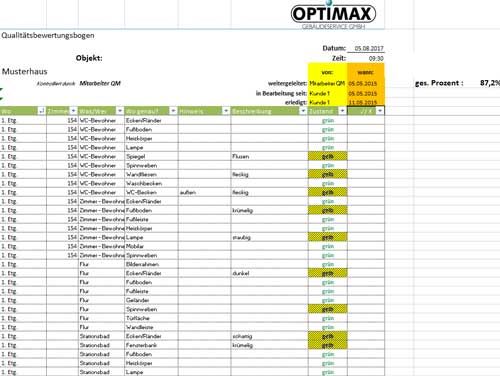 Optimax Gebäudeservice GmbH - Qualtitätsbewertungsbogen